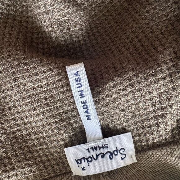 Splendid Cowl Neck Waffle Knit Top Olive Green Size S - Picture 5 of 6